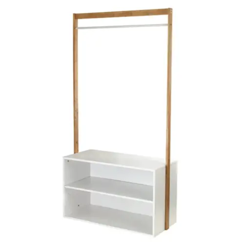 ou trouver penderie minimaliste moins mais mieux slow déco portant blanc et bois étagère