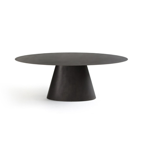 table salle a manger moderne grande table ronde en métal noir design piètement central