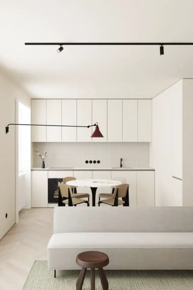 cuisine minimaliste moderne exemple ouverte salon meuble contemporain épuré