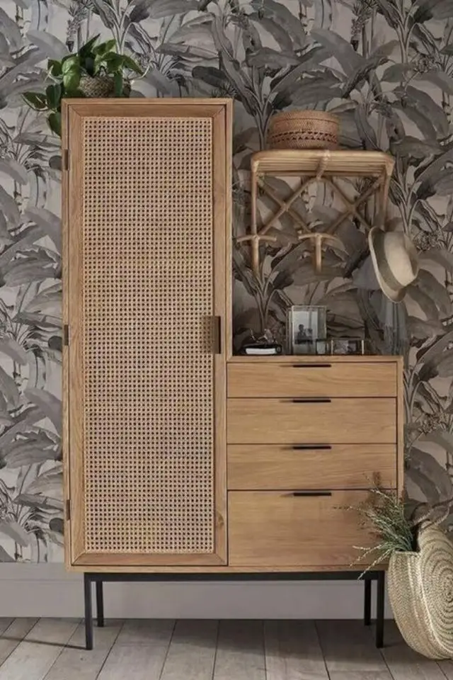 meuble cannage moderne tendance meuble entrée une porte et tiroir
