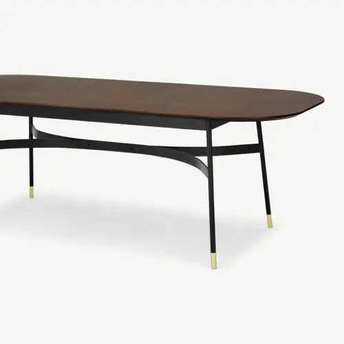 ou trouver table vintage rectangulaire plateau fin bois piètement noir