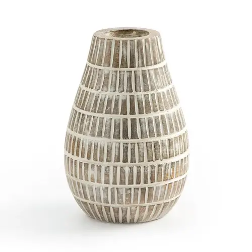 decoration cosy naturelle moderne Vase décoratif en manguier H19,5 cm
