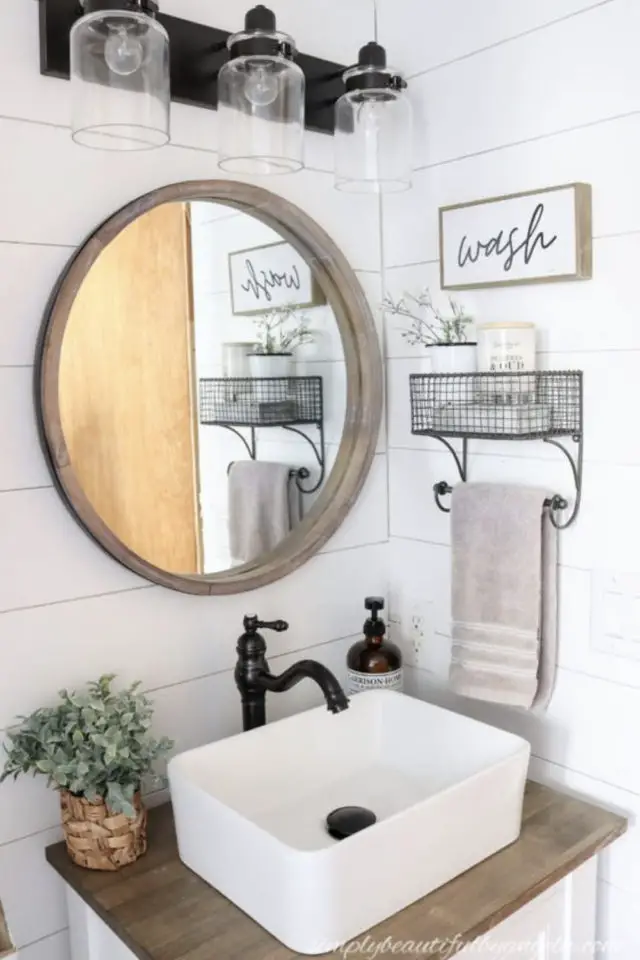 diy renovation salle de bain miroir rond style maisons de campagne farmhouse