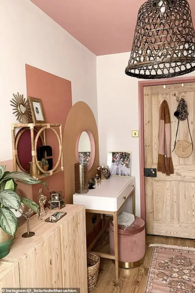 chambre adulte couleur terracotta exemple décor peint ocre terre cuite arche moderne