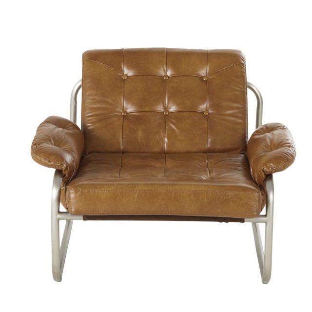 cuir et motif mix and match fauteuil armature métal style vintage