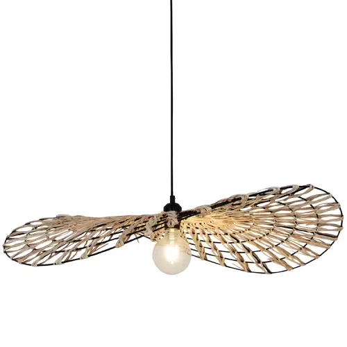 decoration slow living salon accessoire suspension en rotin marron