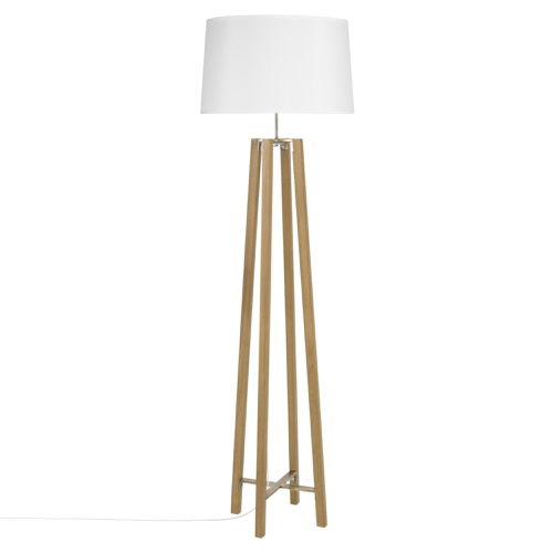 decoration slow living salon accessoire lampadiare trépied blanc abat-jour et pieds en bois