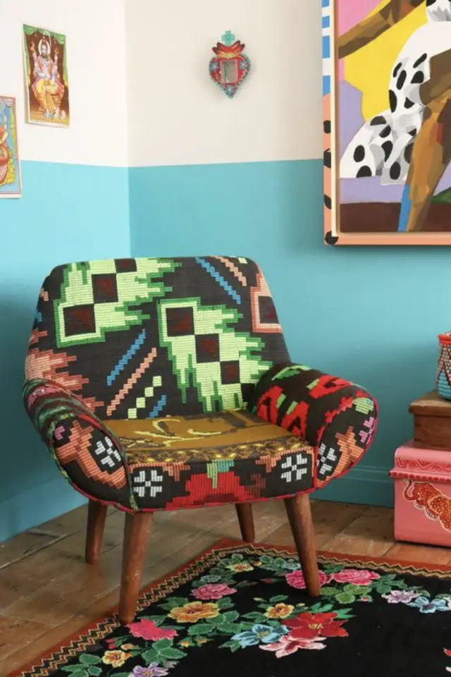 fauteuil motif original exemple petite assise appoint salon
