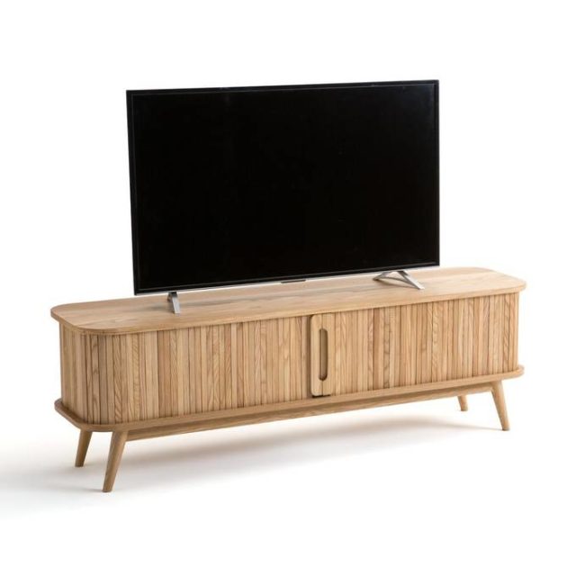 meuble slow deco salon meuble télévision porte bord arrondi bois