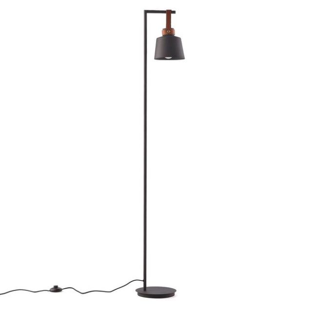 meuble slow deco salon lampadaire noir avec détail cuir