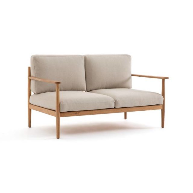 meuble slow deco salon petite canapé léger armature bois coussin beige