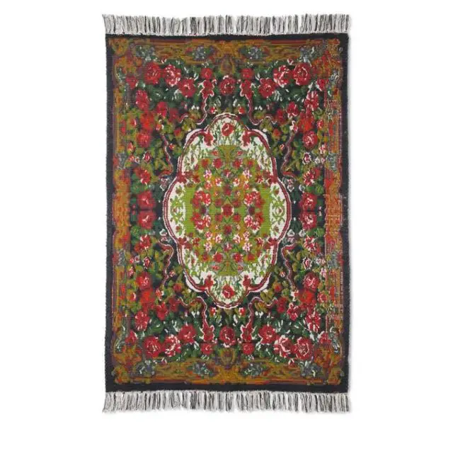 mix match cuir et motif tapis style oriental persan