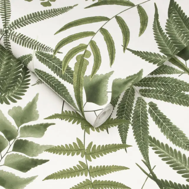 mix match cuir papier peint motif feuillage tropical sur fond blanc