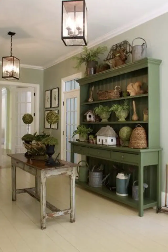exemple peinture meuble vert vaisselier ancien relooké