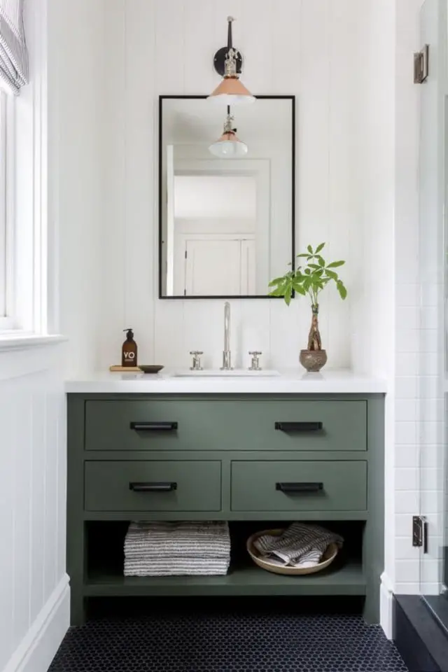 exemple peinture meuble vert petit espace salle de bain mobilier sur mesure petit espace