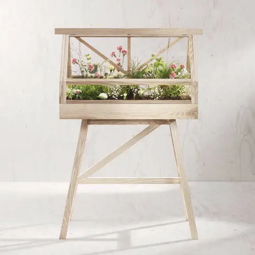 bureau cache-pot design Serre Greenhouse frêne naturel