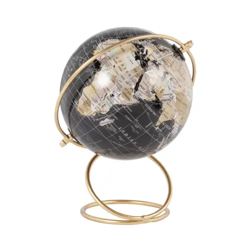cadeaux déco dénichés Maisons du monde Globe terrestre carte du monde noir et support en métal doré