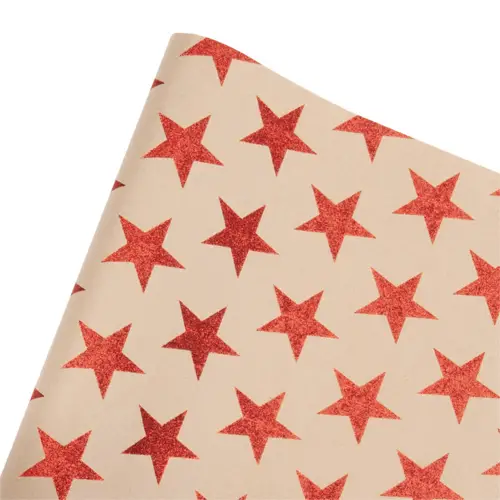 cadeaux maison du monde Papier cadeau imprimé étoiles rouges 1,50M - Lot de 2