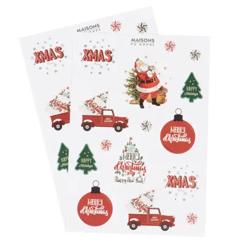 cadeaux maison du monde Stickers de Noël en papier rouge et vert - Lot de 6