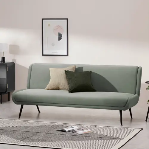 deco meuble minimaliste elegant Canapé convertible clic-clac, velours sauge pâle