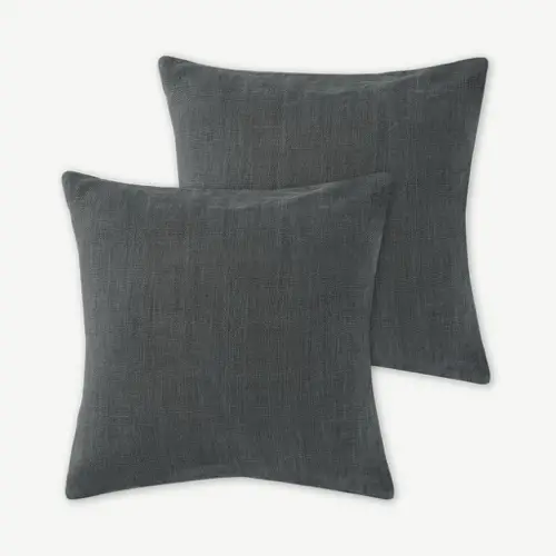 deco meuble minimaliste elegant Lot de 2 coussins 100% lin 50 x 50 cm, gris anthracite