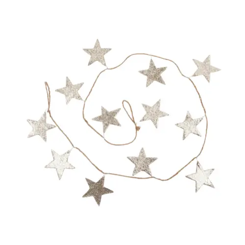 deco noel blanc nature exemple Guirlande de Noël étoiles à paillettes dorées L150