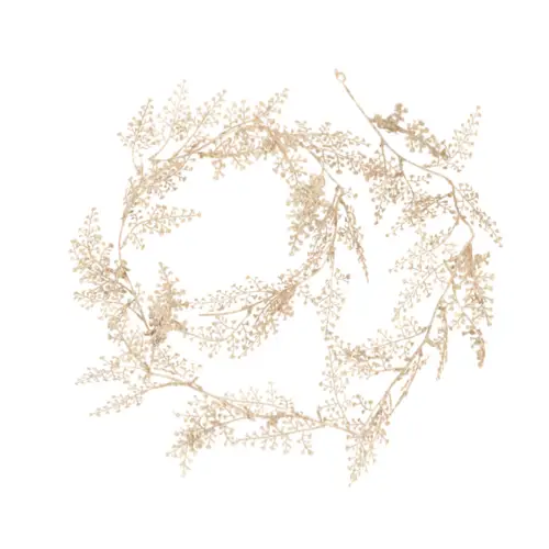 deco noel blanc nature exemple Guirlande de Noël feuilles beige doré L170