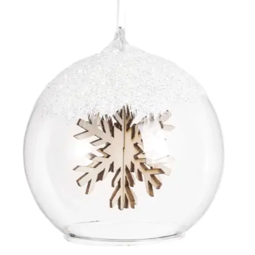 decoration noel maisons du monde Boule de Noël en verre décor flocon de neige - Lot de 3