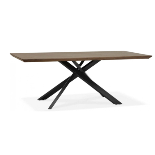 meuble cuisine style masculin Table a diner plateau bois foncé pieds noir 8 places l200cm
