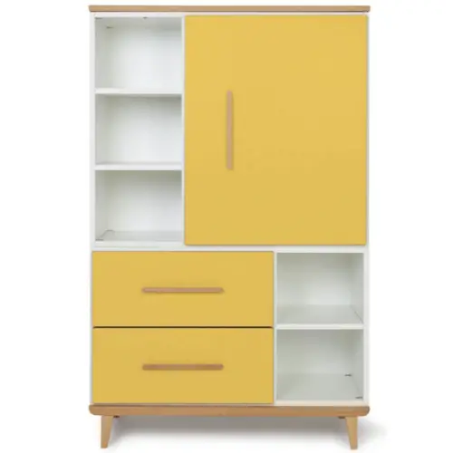 meuble deco couleur chambre enfant Armoire 147cm 1 porte 2 tiroirs jaune soleil