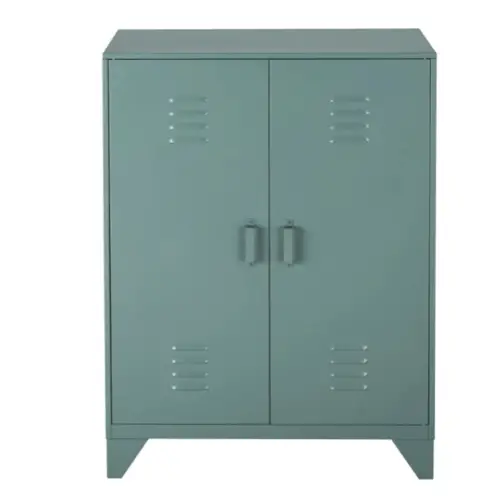 meuble deco couleur chambre enfant Cabinet de rangement 2 portes en métal vert