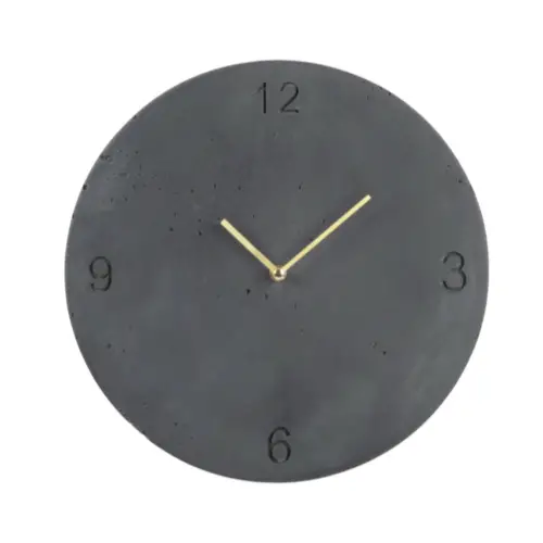 meuble et deco minimaliste Horloge en ciment gravé gris anthracite D30