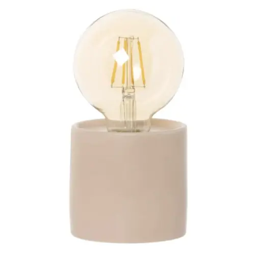 meuble et deco minimaliste lampe globe en verre et argile rose H16