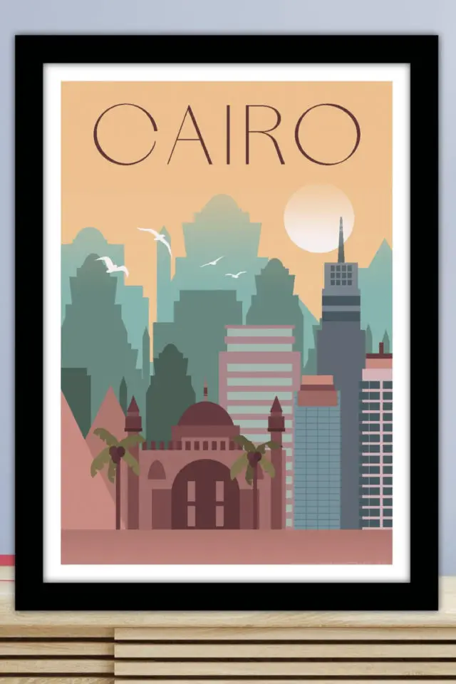 Ou trouver affiche voyage Egypte Le Caire dessin minimaliste 