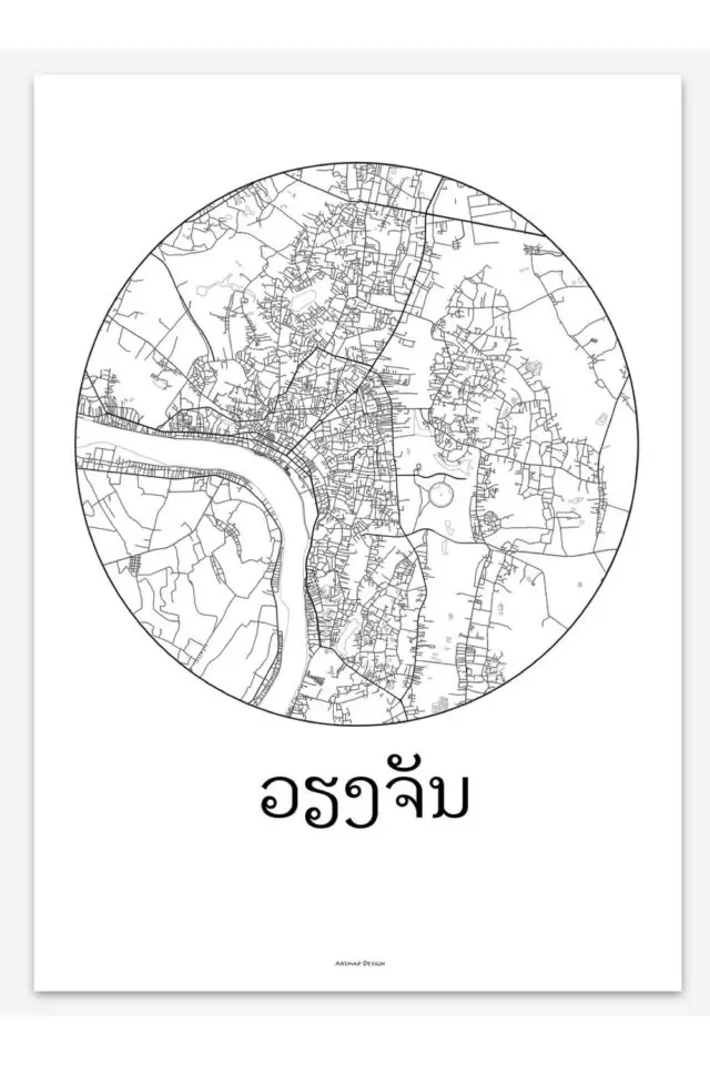 Ou trouver affiche voyage Laos carte Vientiane minimaliste 