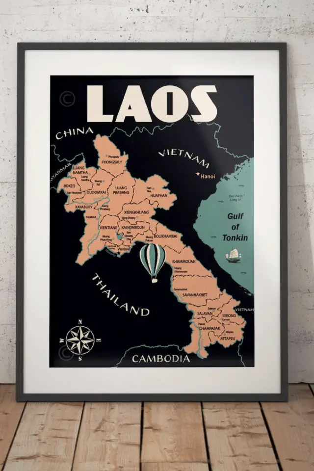Ou trouver affiche voyage Laos affiche provinces Laos 