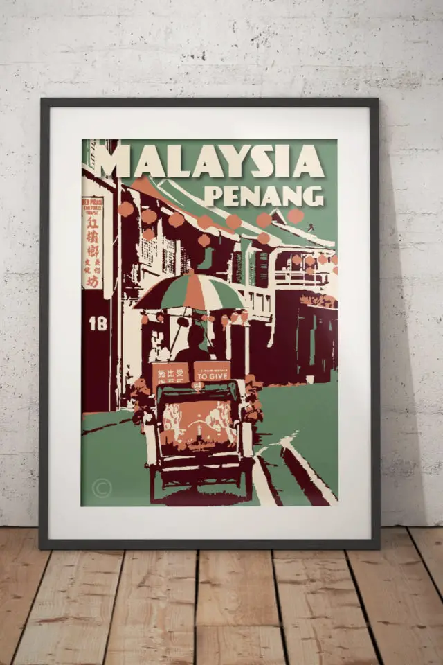 Ou trouver affiche voyage Malaisie affiche Pennang rue arménienne vintage
