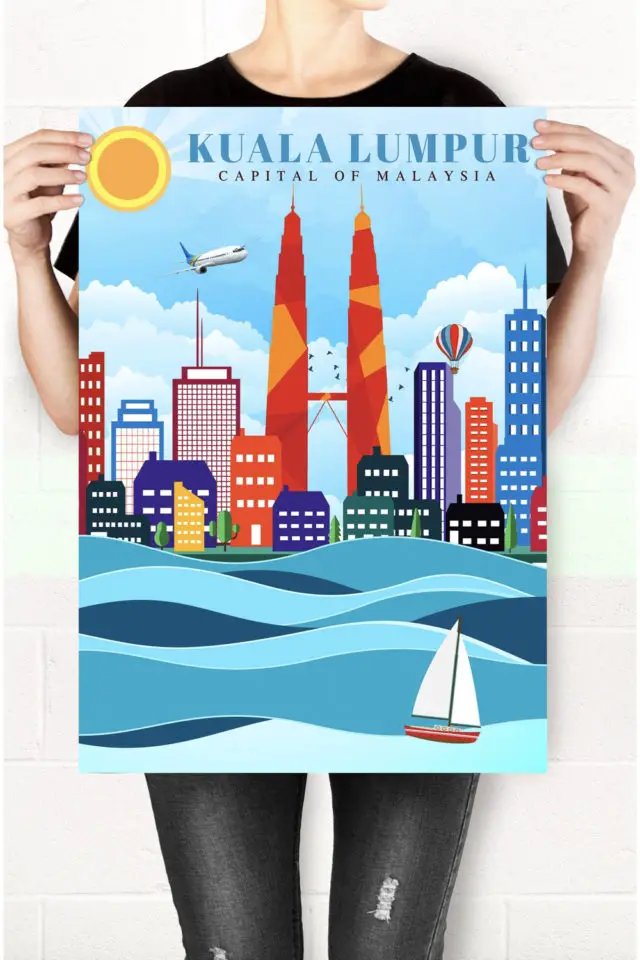 Ou trouver affiche voyage Malaisie affiche rétro vintage modern Kuala Lumpur 