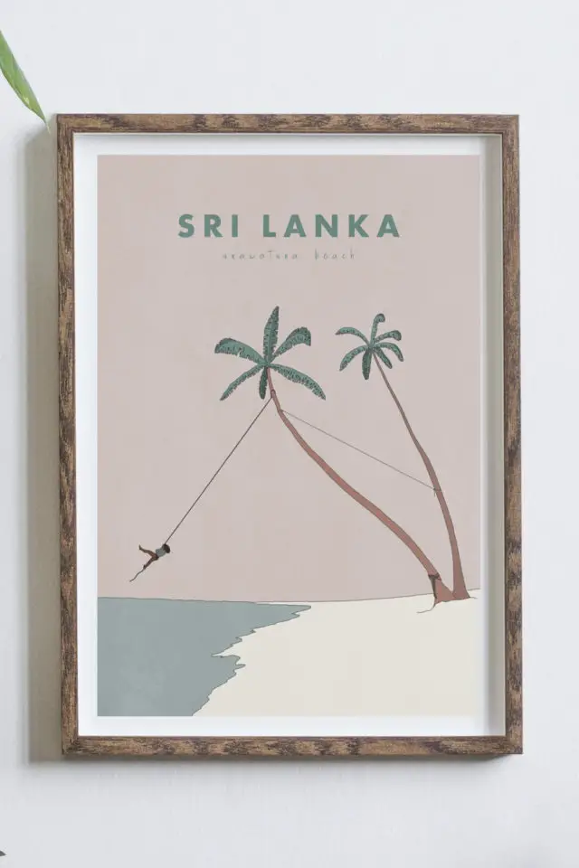 Ou trouver affiche voyage Sri Lanka plage palmier minimaliste