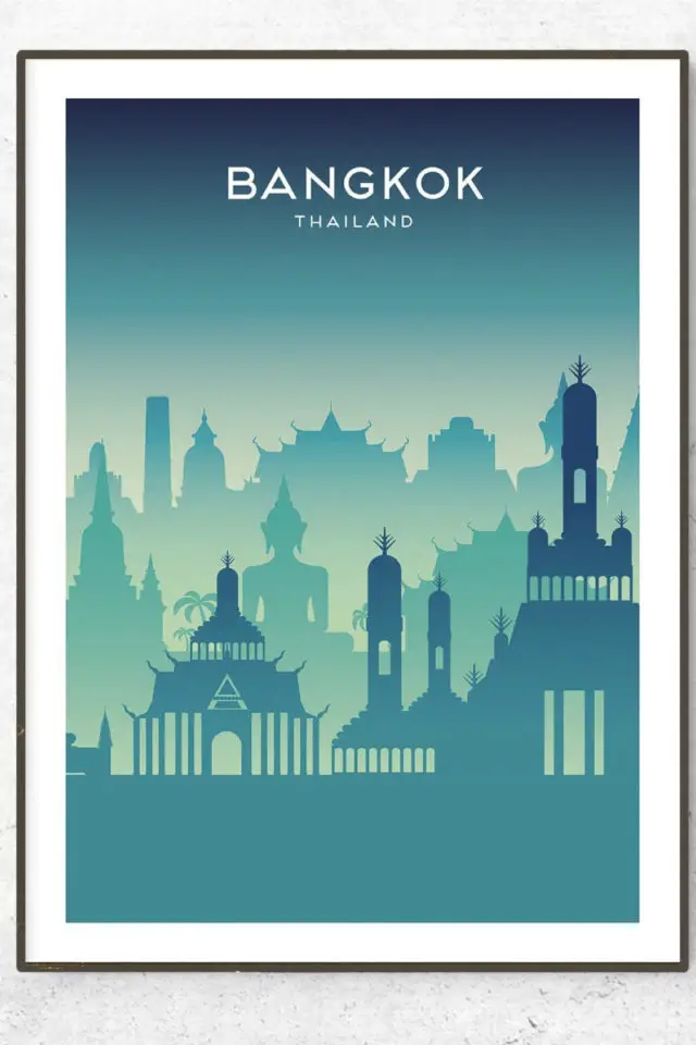 Ou trouver affiche voyage Thailande affiche Bangkok bleuté