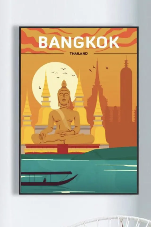 Ou trouver affiche voyage Thailande affiche Bangkok coucher de soleil
