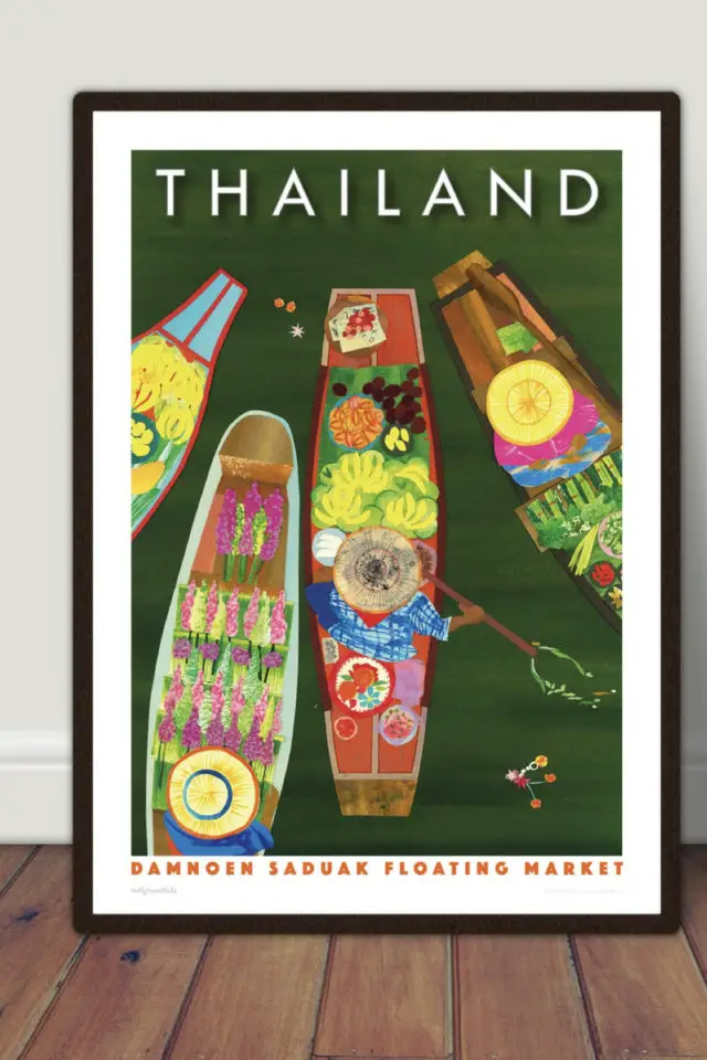 Ou trouver affiche voyage Thailande affiche Thaïlande marché flottant