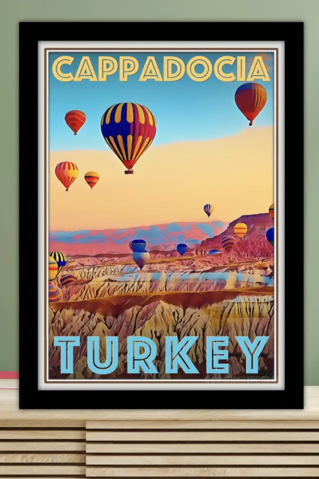 Ou trouver affiche voyage Turquie Cappadoce ballons montgolfières montagnes