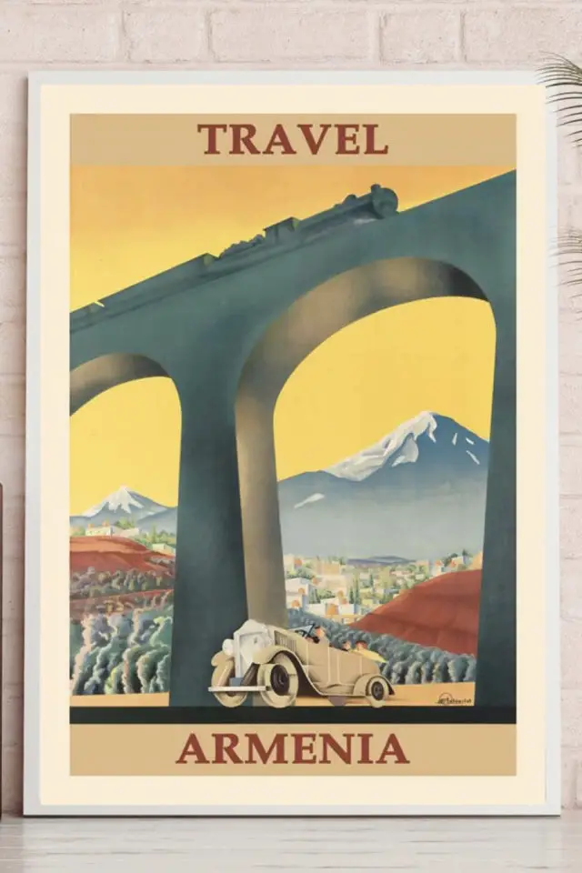 Ou trouver poster vintage voyage Arménie travel Armenia pont voiture