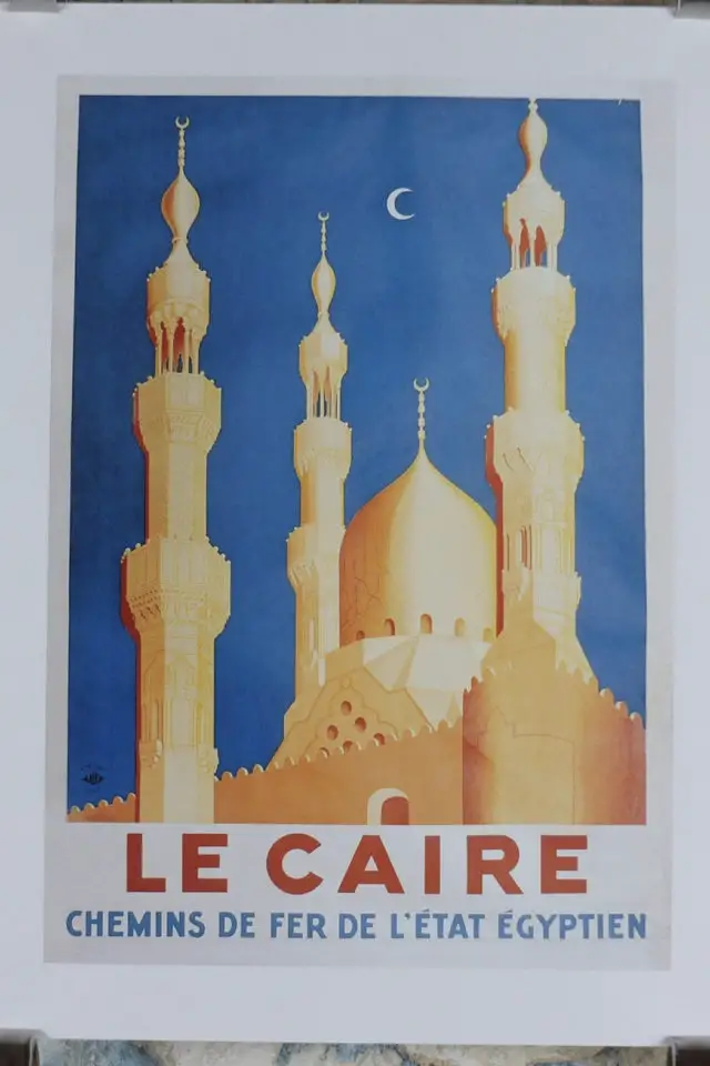 Ou trouver poster vintage voyage Egypte Le Caire mosquée chemins de fer