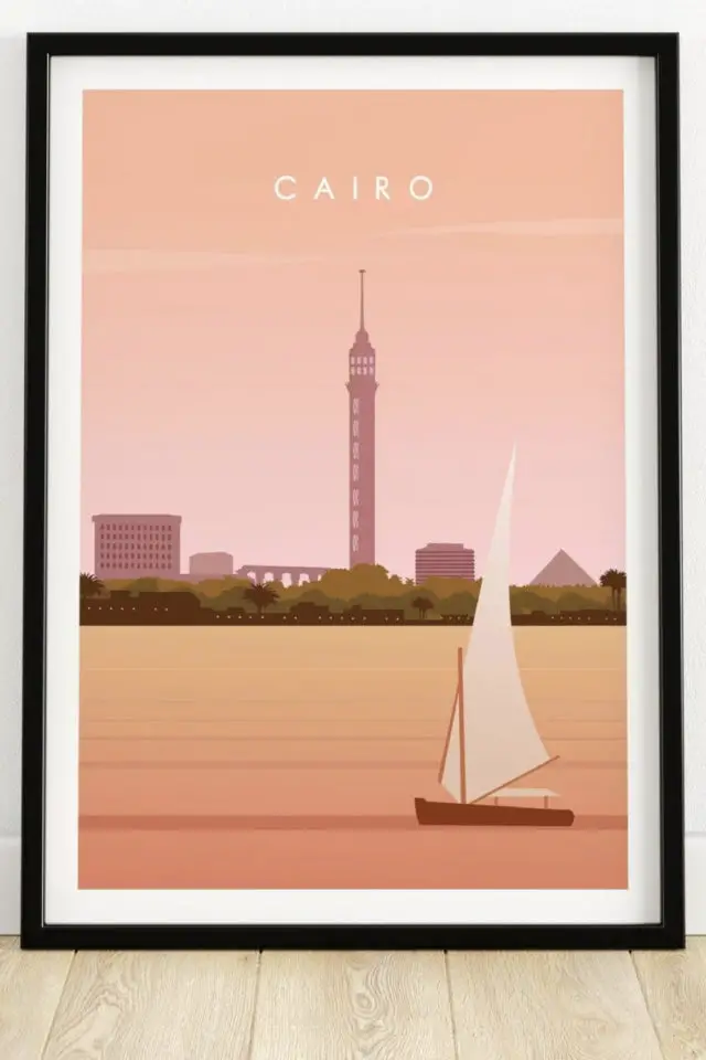 Ou trouver poster vintage voyage Egypte Le Caire Nil bateau
