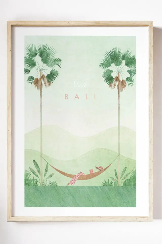 Ou trouver poster vintage voyage Indonésie 7hamac palmiers Bali jungle