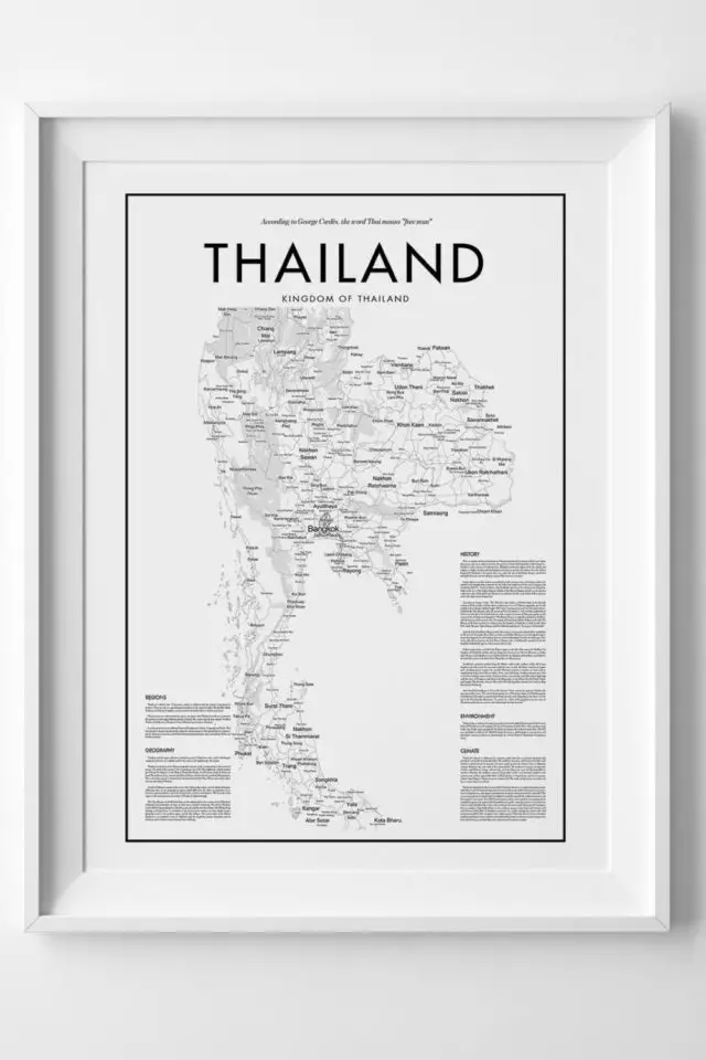 Ou trouver poster vintage voyage  Thailande carte Thaïlande minimaliste