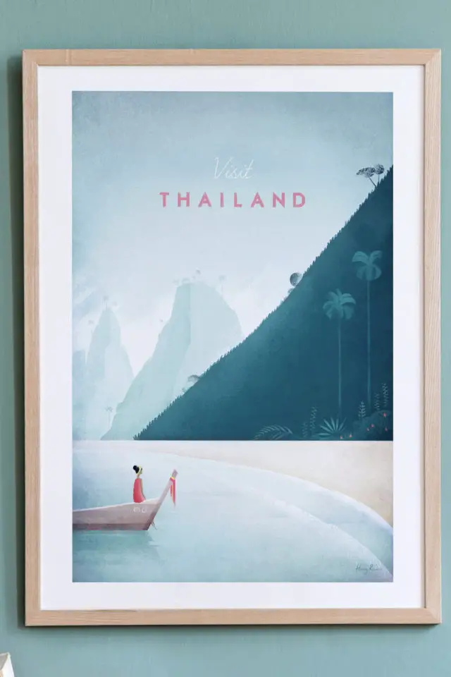 Ou trouver poster vintage voyage  Thailande affiche visit Thaïland paysage