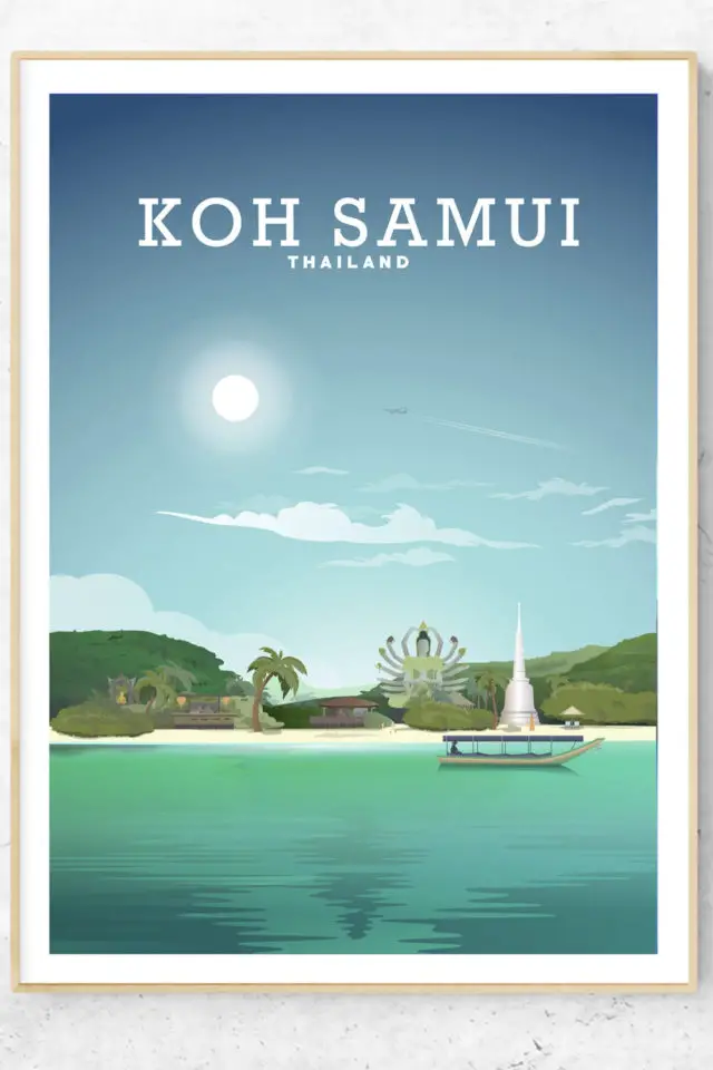 Ou trouver poster vintage voyage  Thailande affiche mer soleil plage île Koh Samui 